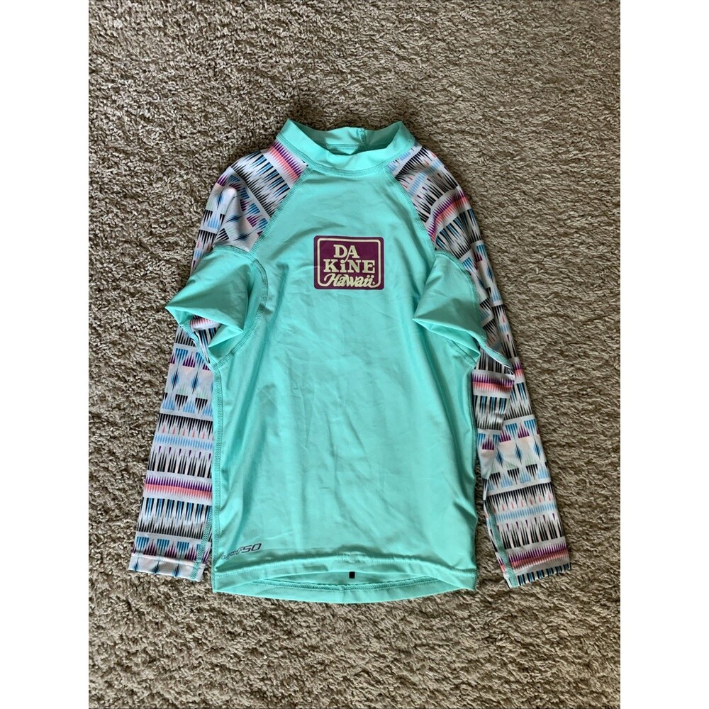 Dakine Rash Guard Black Long Sleeve All over print on sleeve kids Sz 8